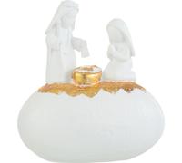 Manahee Design | Crèche de Noël Marie et Joseph Résine Blanc/Or | 16 x 14,5 x 8,5 cm