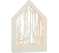 Manahee Design | Décoration Hiver Cerfs et Arbres LED Bois Blanc | 24x5x34,5 cm