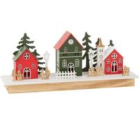 Manahee Design | Décoration hiver LED village en bois multicolore | 18.5x44x12 cm