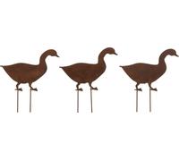 Manahee Design | Décoration jardin 3 canards en fer rouillé marron | 26,5 cm x 24 cm x 1 cm
