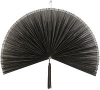 Manahee Design | Décoration murale Éventail + Gland Rotin Noir Grand | Noir | 4 x 60 x 123 cm