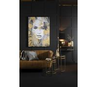 Manahee Design | Décoration murale femme en toile noire et dorée | 142,6 cm x 102,6 cm x 4,3 cm | 3,8 kg