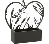 Manahee Design | Décoration murale pot de fleur libellule métal noir | 30 cm x 31 cm x 8 cm