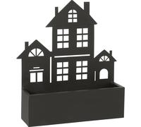 Manahee Design | Décoration murale pot de fleur maison métal noir Large | 47 cm x 44 cm x 11 cm