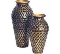 Manahee Design | Duo de Vases Amphore Aluminium Doré Antique | Or Antique | 26x51x26 cm & 23x41,5x23 cm