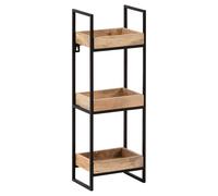 Manahee Design | Étagère Murale 27x77x18 cm Bois de Manguier Massif / Métal | Design Industriel | 3 Plateaux Marron Clair / Cadre Noir