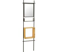 Manahee Design | Étagère Murale avec Miroir Tina | Métal Noir | H 180 x L 47 x P 20 cm