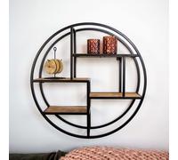 Manahee Design | Étagère murale industrielle Sari | Mangue brun | Ø 76 cm