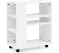 Manahee Design | Étagère roulante blanche melaminée | 60 x 75 x 35 cm | 6 étagères avec roulettes noires