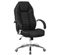 Manahee Design | Fauteuil de bureau pivotant | Tissu noir effet jean | Hauteur 113,5-121,5 cm, Largeur 65 cm, Profondeur 69 cm