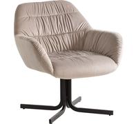 Manahee Design | Fauteuil lounge velours beige | Structure métal noire | Dimensions 64x74x68 cm
