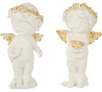 Manahee Design | Figurine ange en polyresine blanc et doré petit | 14 x 7 x 6 cm