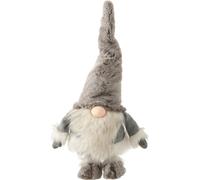 Manahee Design | Figurine Père Noël Debout en Peluche Gris/Blanc | 48 cm x 34 cm x 33 cm