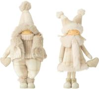 Manahee Design | Figurines garçon + fille hiver cœur beige | Polyrésine | 31x18x10 cm