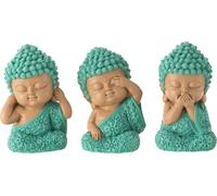 Manahee Design | Figurines Moines Horen/zien/zwijgen Résine Multicolore | 9 cm x 6,5 cm x 7,5 cm | Lot de 3