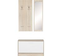 Manahee Design | Garde-robe murale SALERNO avec miroir & placard à chaussures sonoma | Design moderne | 80 x 100 x 27 cm
