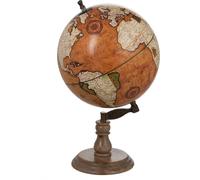 Manahee Design | Globe sur Socle en Bois Rouille/Naturel Large | H 53 x L 30 x P 30 cm