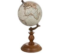 Manahee Design | Globe terrestre sur pied en bois blanc/naturel | Blanc, Beige | 28 x 15 x 15 cm