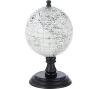 Manahee Design | Globe terrestre sur socle bois gris noir | H 20 cm x L 10 cm x l 10 cm