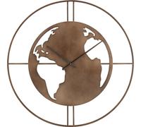 Manahee Design | Horloge Carte du Monde en Métal Soudé Marron Foncé | 60 x 60 x 4 cm