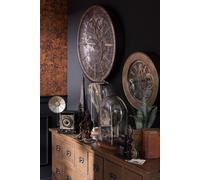Manahee Design | Horloge Carte du Monde MDF Antik Or/Noir | Noir | 80 x 80 x 8 cm