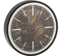 Manahee Design | Horloge Carte du Monde MDF Noir | 48x48x8 cm | Bois