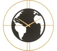 Manahee Design | Horloge carte du monde métal noir/doré petite | 60x60x4 cm | 1 kg