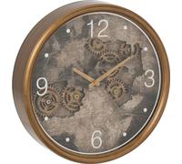 Manahee Design | Horloge Carte Europe MDF doré | 39 x 39 x 9 cm