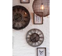 Manahee Design | Horloge Chiffres Romains Métal Gris Antique | 7 cm x 60 cm x 60 cm