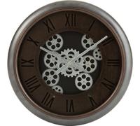 Manahee Design | Horloge métallique chiffres romains brun/argent | 52 x 52 cm | Hauteur 7,5 cm