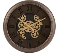 Manahee Design | Horloge métallique chiffres romains brun/or | 52 x 52 cm | Hauteur 7,5 cm