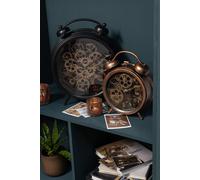 Manahee Design | Horloge réveil chiffres romains engrenages métal cuivre | Bronze | 33x27x8,5 cm