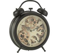 Manahee Design | Horloge Réveil Chiffres Romains Rouages Métal Noir 26x34x8 cm | 1,375 kg