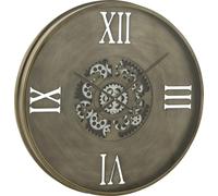 Manahee Design | Horloge rond 4 chiffres romains engrenages métal cuivre antique | 80x80 cm | 8.81 kg
