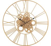 Manahee Design | Horloge Ronde Chiffres Romains Engrenages Métal Or | 80 cm x 80 cm x 4 cm