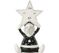 Manahee Design | Keramic/Aardewerk Père Noël assis Étoile Hoho Noir/Blanc | 33,5 cm x 20 cm x 13 cm | 0,725 kg