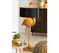 Manahee Design | Lampe Flamant Poly Résine Or/Noir | 139 cm x 55 cm x 41 cm