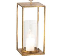 Manahee Design | Lanterne Nino métal/ verre doré | Couleur or | 31,5 x 14 x 14 cm