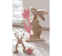 Manahee Design | Lapin en bois rose | 28,5 cm x 20 cm x 5 cm