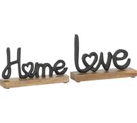 Manahee Design | Lot de 2 Lettres Love/Home en Acier Inoxydable Noir sur Pied en Bois | 25,5 x 14 x 5 cm