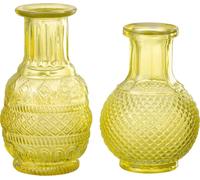 Manahee Design | Lot de 2 vases en verre jaune | Dimensions 14 x 7,5 x 7,5 cm | Poids 0,21 kg chacun