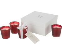 Manahee Design | Lot de 4 Bougies Parfumées en Verre Rouge Chic | Hauteur 7,3 cm | Composition Verre