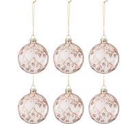 Manahee Design | Lot de 6 boules de Noël en verre rose clair | 8 cm x 8 cm x 8 cm