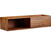 Manahee Design | Lowboard suspendu en bois massif Sheesham brun 108x25x34 cm | Commode TV moderne avec rangement | Étagère murale design