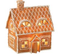 Manahee Design | Maison en polyresine LED brun grande | Polyresine | 22x18.5x14 cm
