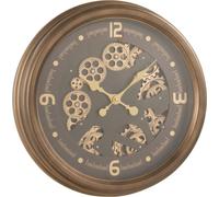 Manahee Design | Métal et verre brun antique | 52 cm x 52 cm x 9 cm | Horloge chiffres arabes
