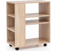 Manahee Design | Meuble étagère Sonoma 60x35x75 cm | Bois mélaminé Sonoma | Roulettes noires