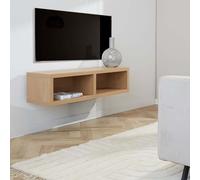 Manahee Design | Meuble TV suspendu Bernie | Mélamine chêne rustique | 125x30x35 cm