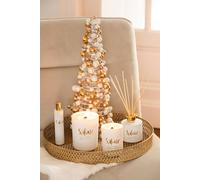 Manahee Design | Mini Boules de Noël Cône Ecru/Gold | Plastique | 45x20x18 cm