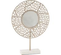 Manahee Design | Miroir Corail sur Pied en Marbre et Métal Champagne | 49,5 cm x 34 cm x 10 cm